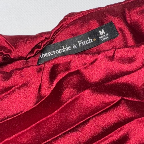 Abercrombie and Fitch Red Giselle Pleated One-Shoulder Maxi Dress A&F M New - Picture 8 of 15